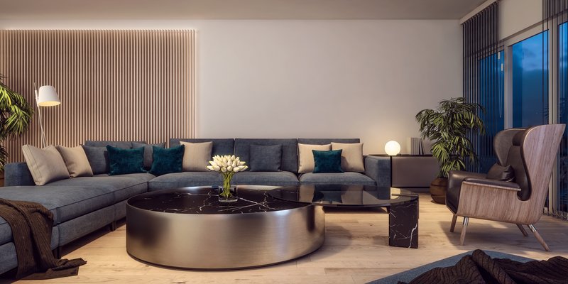 elegant living room with nice lighting